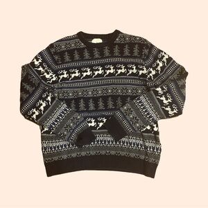 Black, Blue, Grey, and White Festive Holiday Jumper